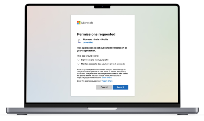 Accept permissions and continue